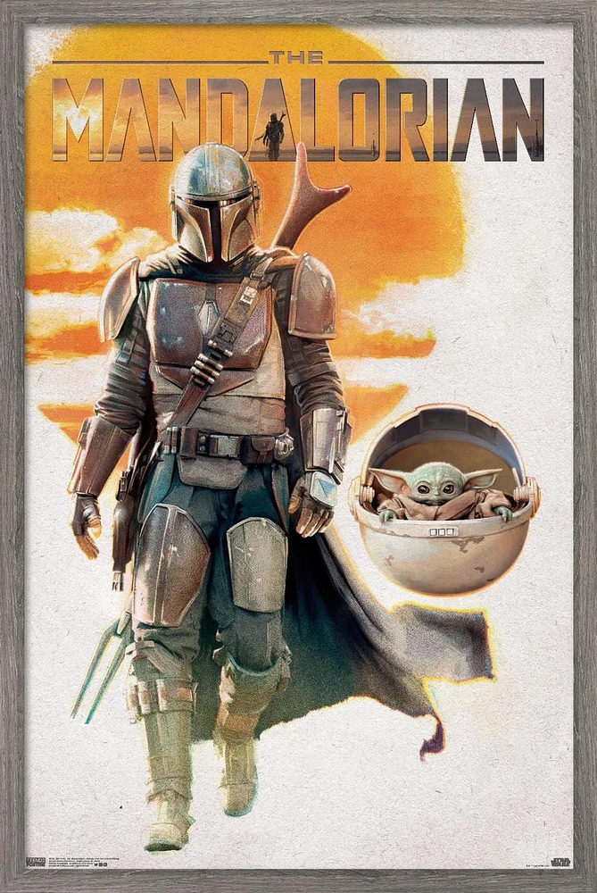 Star Wars: The Mandalorian - Mando and The Child Walking Wall Poster