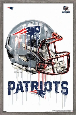 NFL New England Patriots - Drip Helmet 20 Wall Poster, 22.375" x 34" Framed