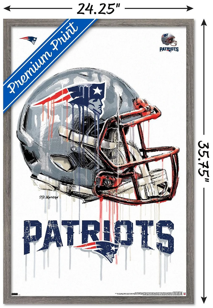 NFL New England Patriots - Drip Helmet 20 Wall Poster, 22.375" x 34" Framed