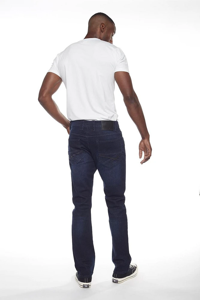 Jeaniologie ™ Men 5-Pocket Straight Fit Jeans | Dark Wash, Sizes 28
