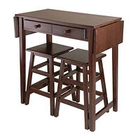 Winsome Mercer Double Drop Leaf Table with 2 Stools in Cappuccino Finish