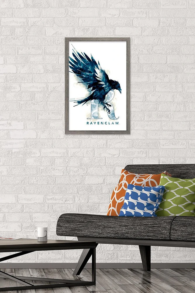 The Wizarding World: Harry Potter - Ravenclaw Illustrated House Logo Wall Poster, 14.725" x 22.375" Framed