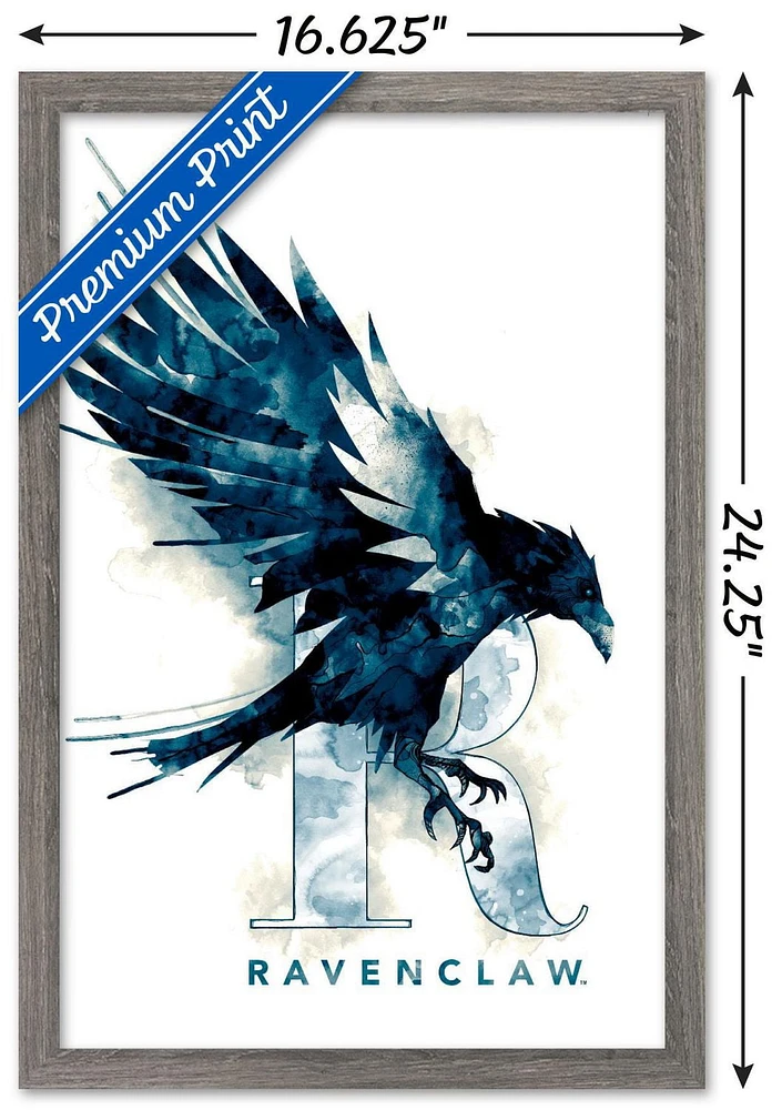 The Wizarding World: Harry Potter - Ravenclaw Illustrated House Logo Wall Poster, 14.725" x 22.375" Framed