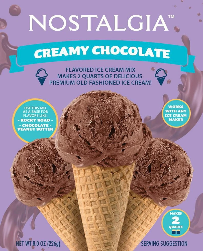 Nostalgia 2-Quart Premium Ice Cream Mix, Chocolate, Chocolate Ice Cream