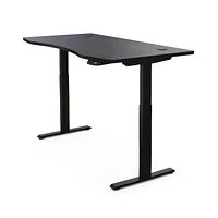 Hi5 Ez Electric Height Adjustable Standing Desk with ergonomic contoured Tabletop (71"x 31.5" / 180 x 80cm) and dual motor lift system for Home Office Workstation (Black Top/Black Frame)