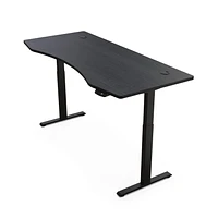 Hi5 Ez Electric Height Adjustable Standing Desk with ergonomic contoured Tabletop (71"x 31.5" / 180 x 80cm) and dual motor lift system for Home Office Workstation (Black Top/Black Frame)