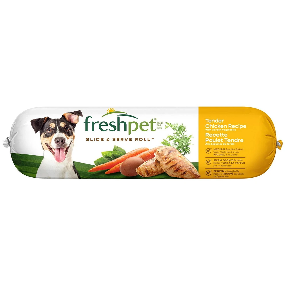 Tender Chicken Recipe with carrots, peas & brown rice, Freshpet Chicken & Veg Roll 454gm