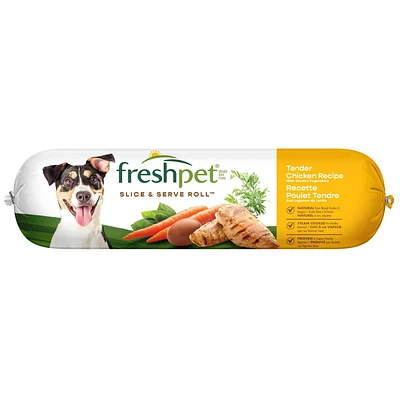 Recette de poulet tendre avec carottes, petits pois et riz brun Rouleau de poulet et légumes Freshpet 454 g