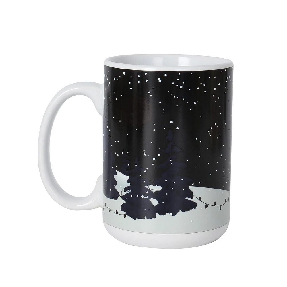 HOLIDAY TIME 14.88 OZ STONEWARE MUG<br>HEAT ACTIVE CHANGE PATTERN