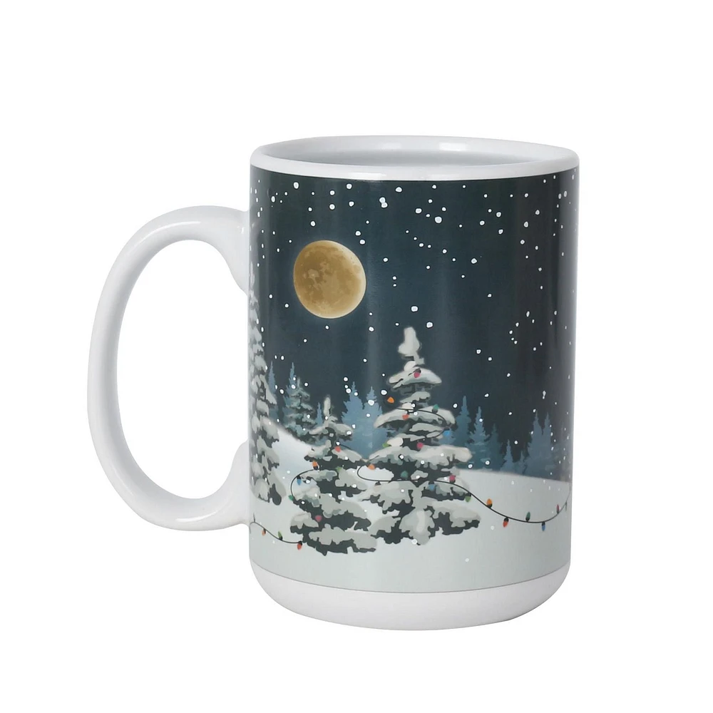 HOLIDAY TIME 14.88 OZ STONEWARE MUG<br>HEAT ACTIVE CHANGE PATTERN