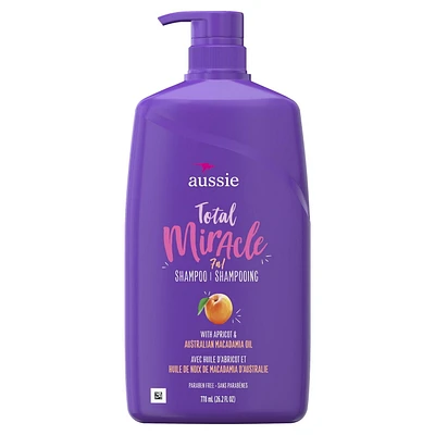 Shampooing Aussie Total Miracle avec huiles d’abricot et de noix de macadamia, sans parabènes 778 ml