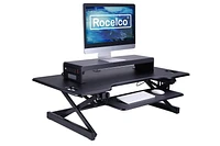 Rocelco 30" Premium Dual Monitor Stand with AC Power Supply & USB 2.0 Charging - Metal Laptop TV PC Riser Shelf with Keyboard Mouse Storage and Cable Management  (Black)