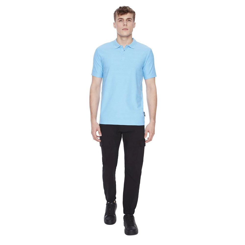 Dark Black Men's Short-Sleeve Polo, Sizes S-XXL