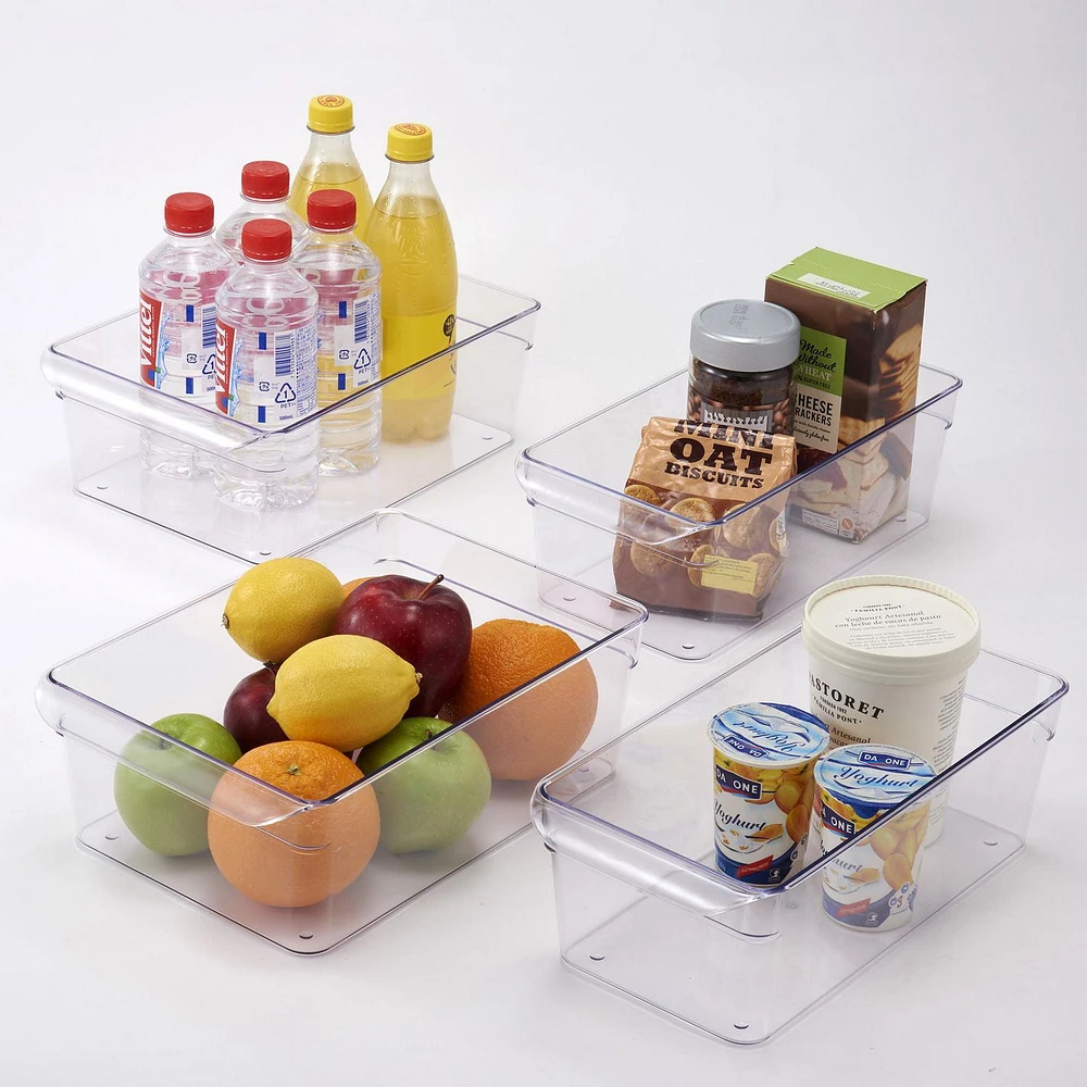 Mainstays 4PC Refrigerator Storage Bin Set, 4PC Clear Fridge Bin