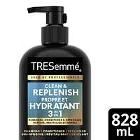TRESemme Clean & Replenish + Pro Vitamin C & Green Tea 2 in 1 Shampoo + Conditioner, Shampoo 828 ML