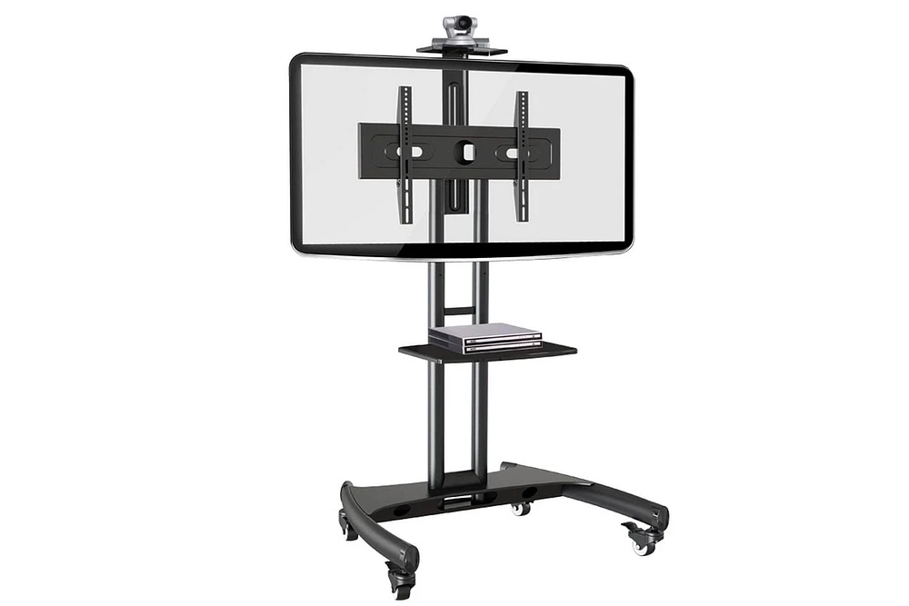 Rocelco VSTC 32"-70" Mobile Flat Screen, Monitor, A/V and TV Cart with A/V Component and Webcam Shelves