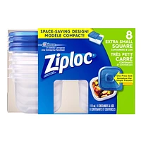 Ziploc® Food Storage Containers with Smart Snap Technology, Reusable for Kitchen Organization, Dishwasher Safe, Mini Square, 8 Count