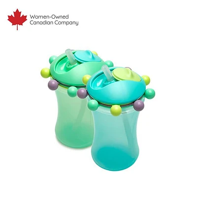 Baby and Toddler Straw Sippy Cup with Colorful Abacus Beads, 11.5oz - 2 Pack