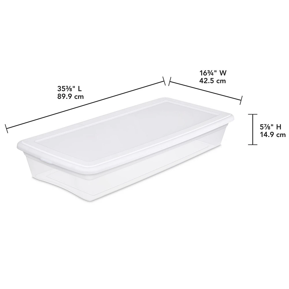 Sterilite 39 Liter Underbed White Storage Box, 39 Liter