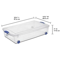 Sterilite 47L Wheeled Underbed Latch Box Blue - 4 Pk