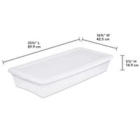 Sterilite 39L Underbed Storage Box- White- 6PK