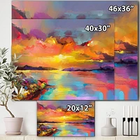 Designart Sunset Painting With Colorful Reflections I Canvas Wall Art