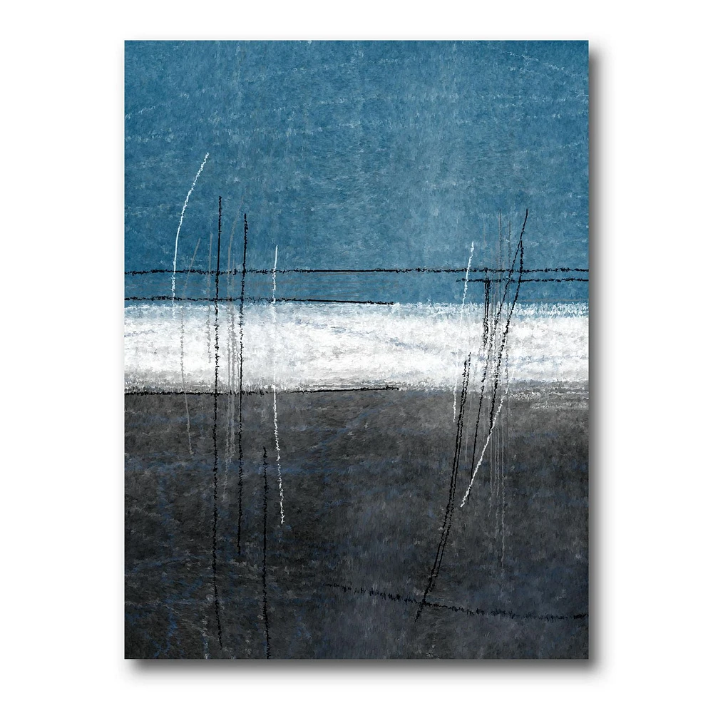 Designart Teal Meets Grey Abstract Art Canvas Wall Art