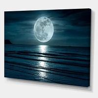 Designart Super Moon Over The Sea I Canvas Wall Art