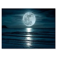 Designart Super Moon Over The Sea I Canvas Wall Art