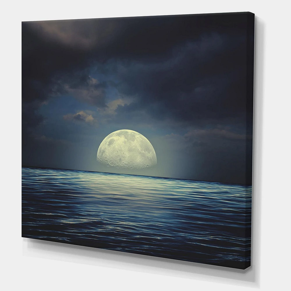 Designart Super Moon Over The Sea II Canvas Wall Art