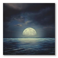 Designart Super Moon Over The Sea II Canvas Wall Art