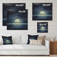 Designart Super Moon Over The Sea II Canvas Wall Art