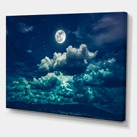 Designart Full Moon In Cloudy Night Sky II Canvas Wall Art