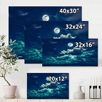 Designart Full Moon In Cloudy Night Sky II Canvas Wall Art