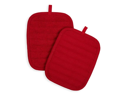 Mainstays Cotton Pot Holders, 2 Piece, 7 in x 9 in, Red, MAINSTAYS 2 PACK POT HOLDER - RED