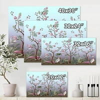 Designart Chinoiserie With Birds and Peonies II Canvas Wall Art