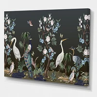 Designart Chinoiserie With Birds and Peonies IV Canvas Wall Art