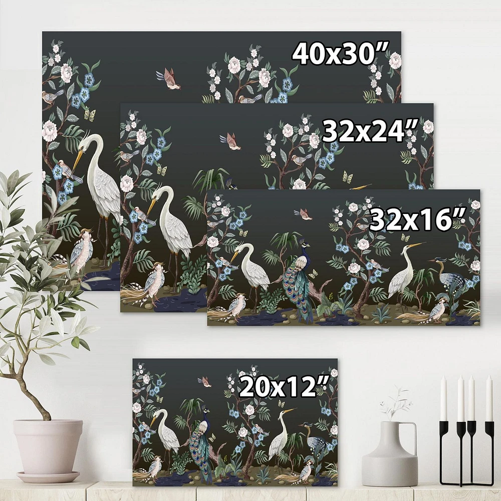 Designart Chinoiserie With Birds and Peonies IV Canvas Wall Art