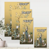 Designart Chinoiserie With Birds and Peonies VI Canvas Wall Art