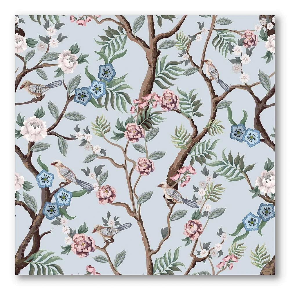 Designart Chinoiserie With Birds and Peonies X Canvas Wall Art