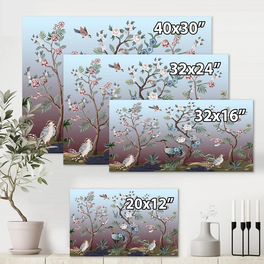 Designart Chinoiserie With Birds and Peonies XI Canvas Wall Art