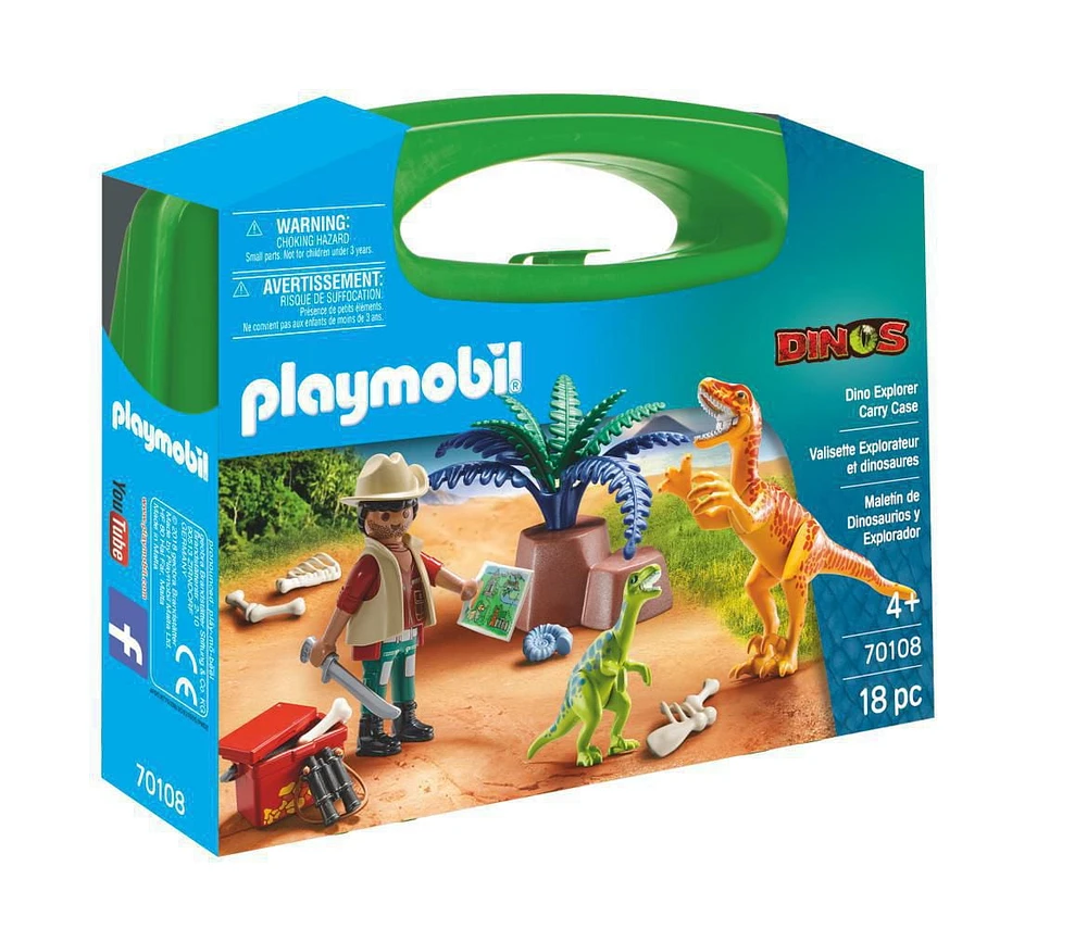 Playmobil Dino Explorer Carry Case 70108 Play Set, Age 4+, 18 pcs