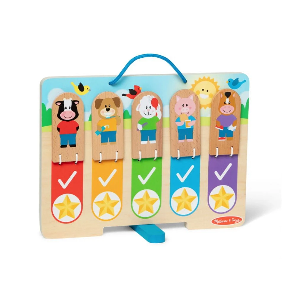 Melissa & Doug Wooden My Daily Day and Night Routines Chart for Boys and Girls 3+ - FSC Certified