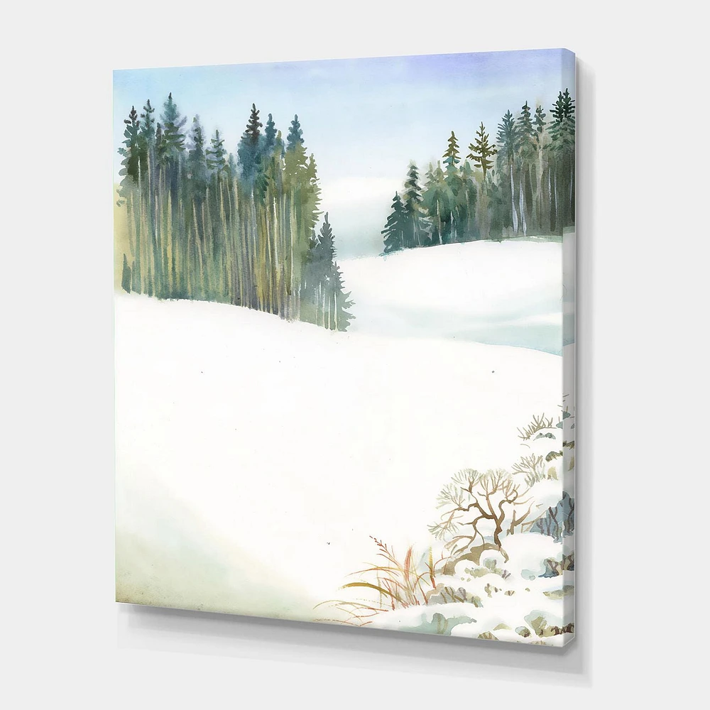 Designart Pine Forest In Snowy Winter Landscape Canvas Wall Art