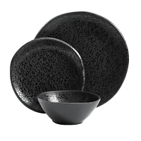 Gibson Yoko 12 Piece Melamine Dinnerware Set, Matte Black