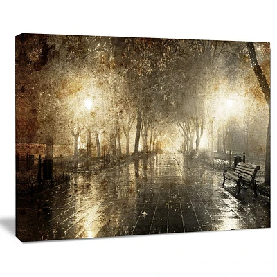 Design Art Night Alley with Lights Photography Landscape Canvas Print