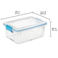 Sterilite 11.4L Clear Gasket Box- Blue, 11.4L