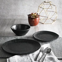 Gibson Yoko 12 Piece Melamine Dinnerware Set, Matte Black