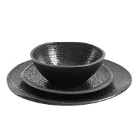 Gibson Yoko 12 Piece Melamine Dinnerware Set, Matte Black