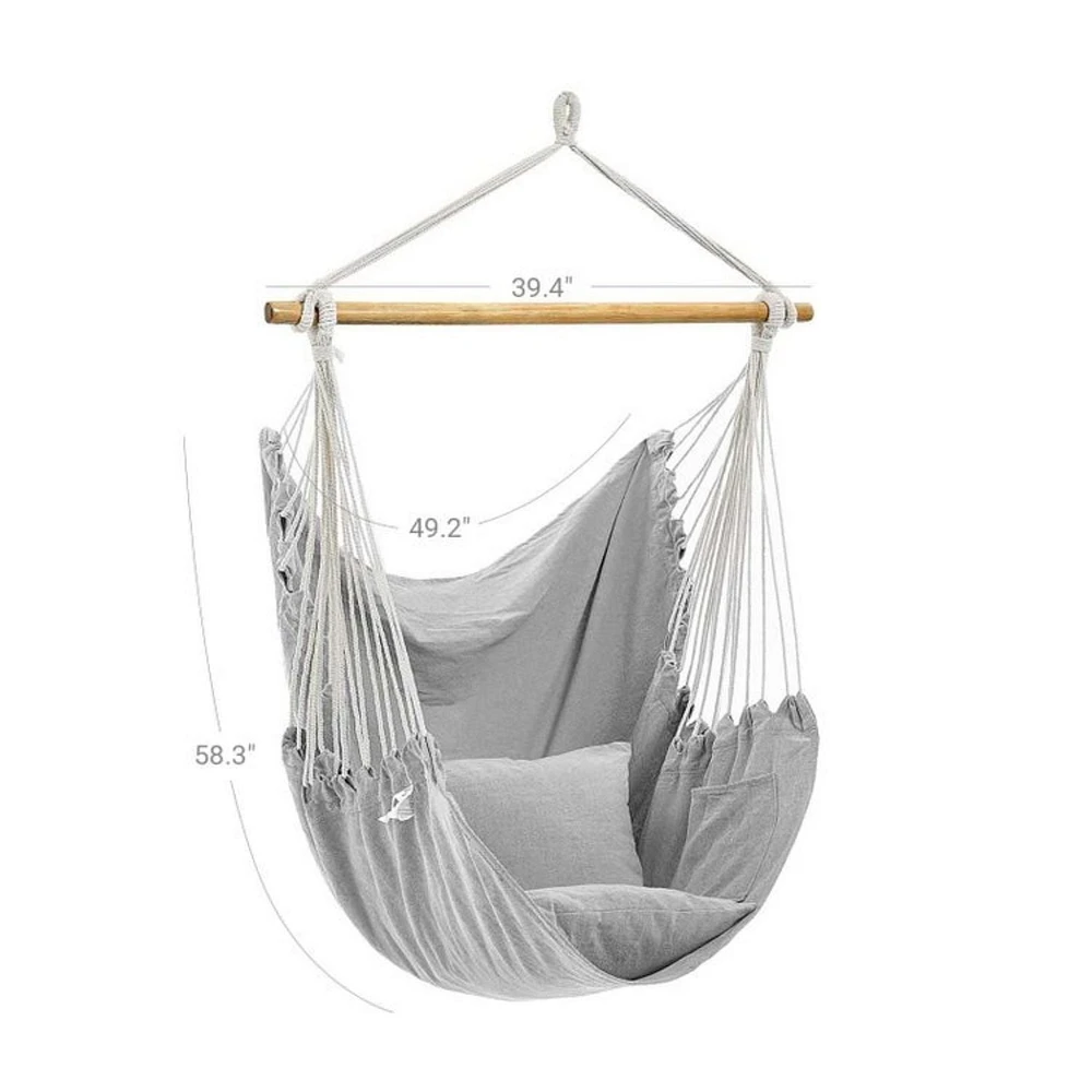 Songmics Large Hammock Swing Chair with 2 Pillows, 330 lb Capacity